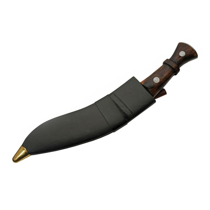 Couteau Kukkri Gurkha Service Kukri Army Combat Lame Acier Inox Manche Bois Etui Cuir + 2 Couteaux PA882450 - Livraison Gratuite
