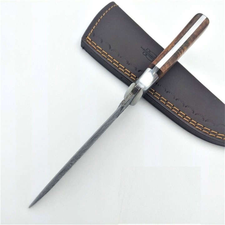 Couteau BuckNBear Classic Hunter Lame Acier Damas 256 Couches Manche Bois Etui Cuir BNB137198 - Livraison Gratuite