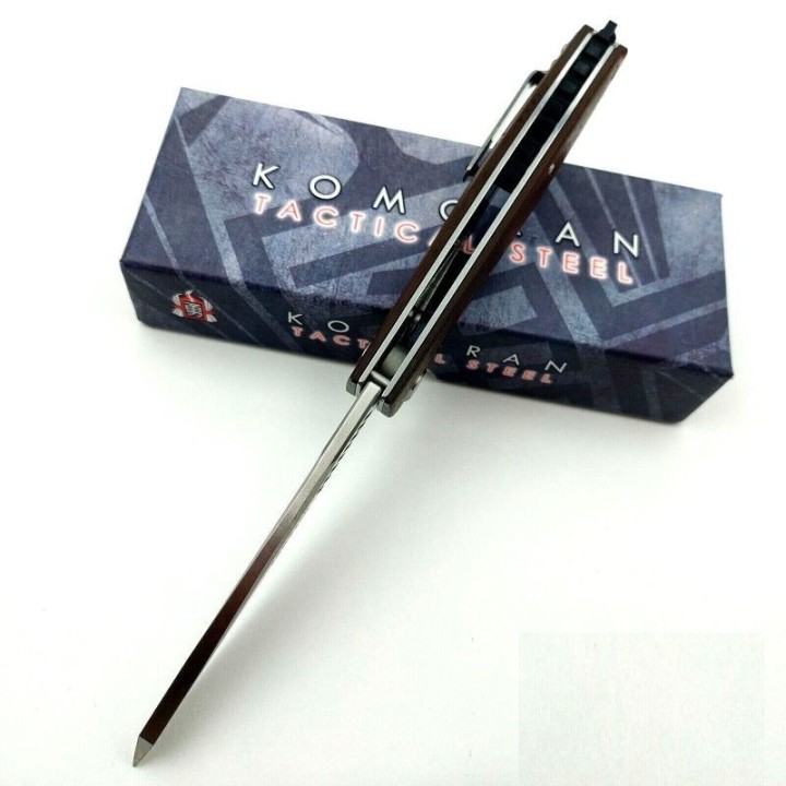 Couteau Komoran Lame Acier 9cr13MoV Manche G10 Black/Orange Linerlock Clip KO035 - Livraison Gratuite