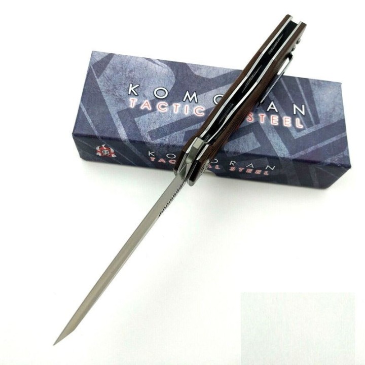 Couteau Komoran Lame Acier 9cr13MoV Manche G10 Black/Orange Linerlock Clip KO035 - Livraison Gratuite
