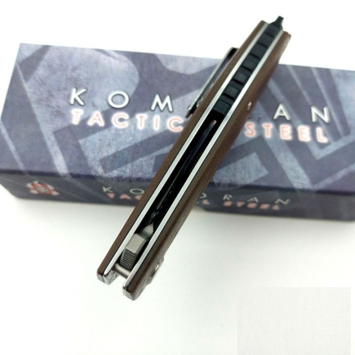 Couteau Komoran Lame Acier 9cr13MoV Manche G10 Black/Orange Linerlock Clip KO035 - Livraison Gratuite