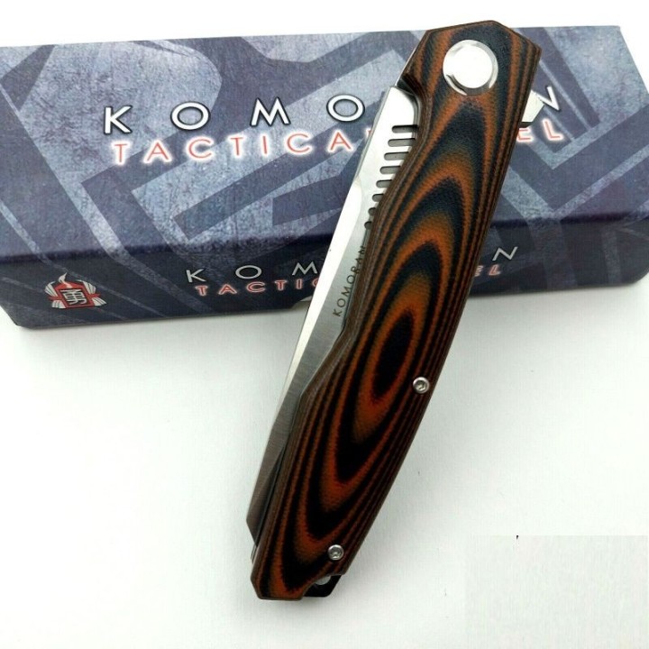 Couteau Komoran Lame Acier 9cr13MoV Manche G10 Black/Orange Linerlock Clip KO035 - Livraison Gratuite