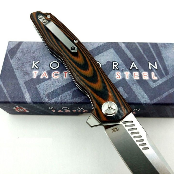 Couteau Komoran Lame Acier 9cr13MoV Manche G10 Black/Orange Linerlock Clip KO035 - Livraison Gratuite