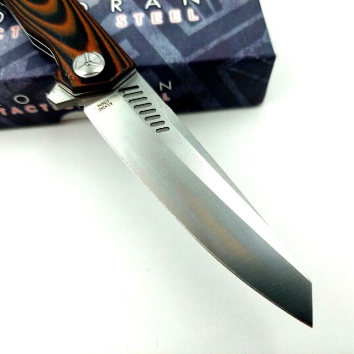 Couteau Komoran Lame Acier 9cr13MoV Manche G10 Black/Orange Linerlock Clip KO035 - Livraison Gratuite