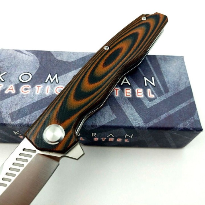 Couteau Komoran Lame Acier 9cr13MoV Manche G10 Black/Orange Linerlock Clip KO035 - Livraison Gratuite