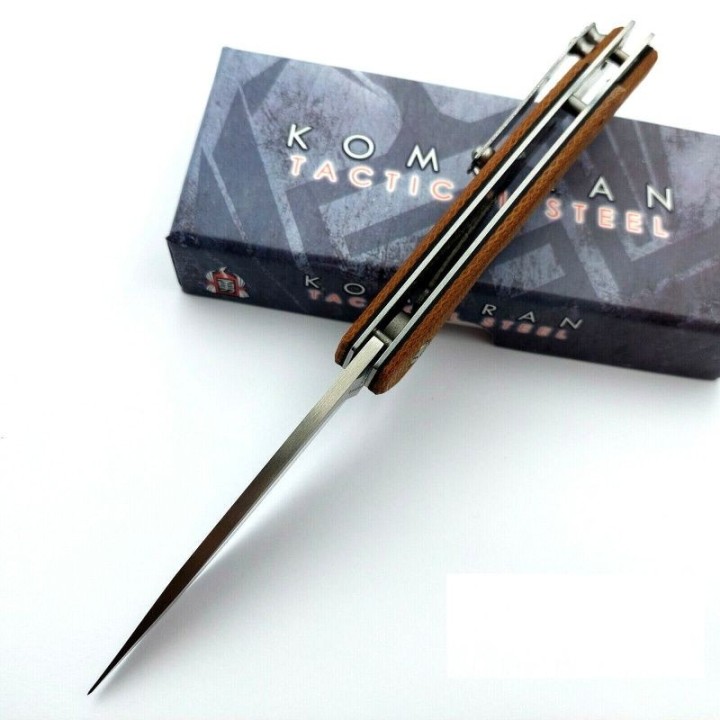 Couteau Komoran Brown Manche Micarta Lame Acier Inox Linerlock Clip KO038 - Livraison Gratuite