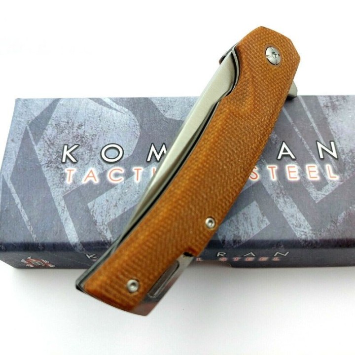 Couteau Komoran Brown Manche Micarta Lame Acier Inox Linerlock Clip KO038 - Livraison Gratuite