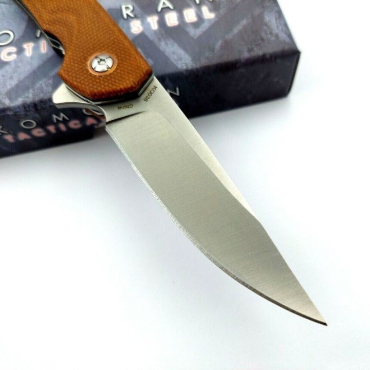 Couteau Komoran Brown Manche Micarta Lame Acier Inox Linerlock Clip KO038 - Livraison Gratuite