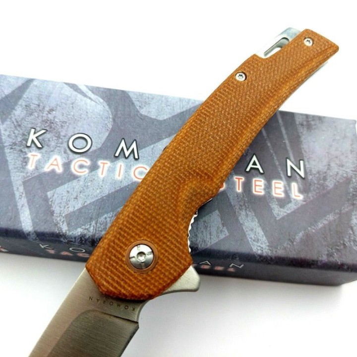 Couteau Komoran Brown Manche Micarta Lame Acier Inox Linerlock Clip KO038 - Livraison Gratuite