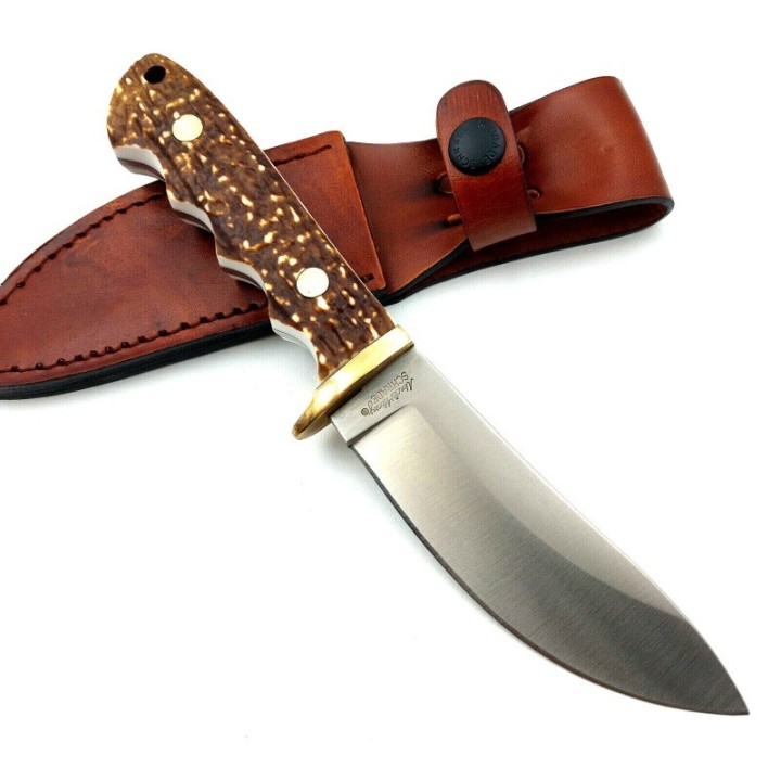 Couteau de Chasse Schrade Uncle Henry Lame Acier 7Cr17MoV Manche Staglon Etui Cuir SCH1116408 - Livraison Gratuite