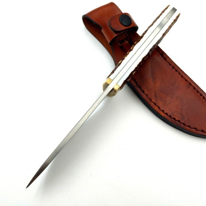 Couteau de Chasse Schrade Uncle Henry Lame Acier 7Cr17MoV Manche Staglon Etui Cuir SCH1116408 - Livraison Gratuite