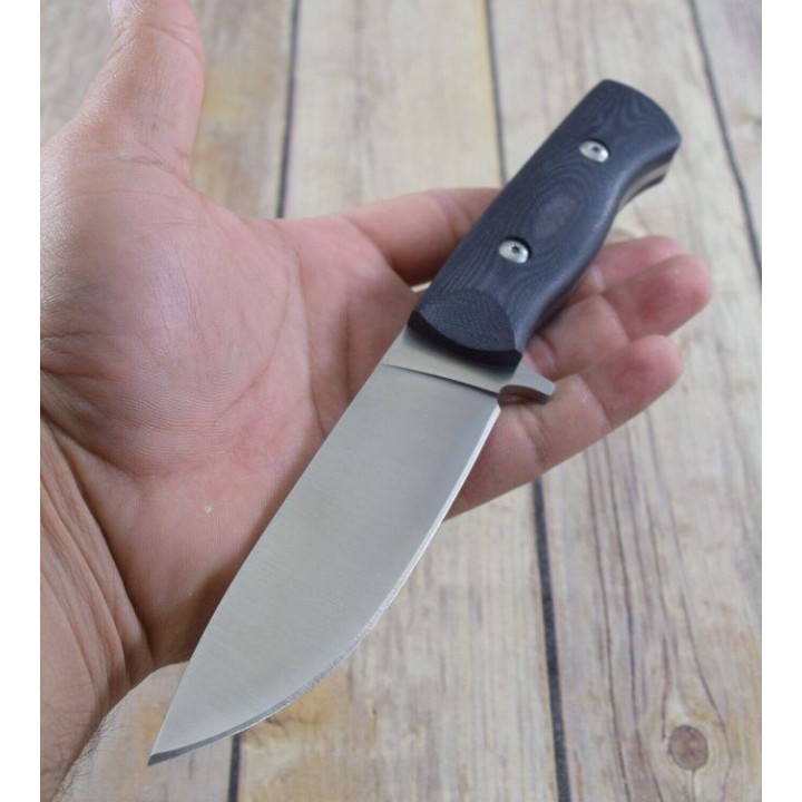 Couteau de Chasse Buschraft Hen & Rooster Manche G10 Lame Acier Inox Etui Cuir HR001 - Livraison Gratuite