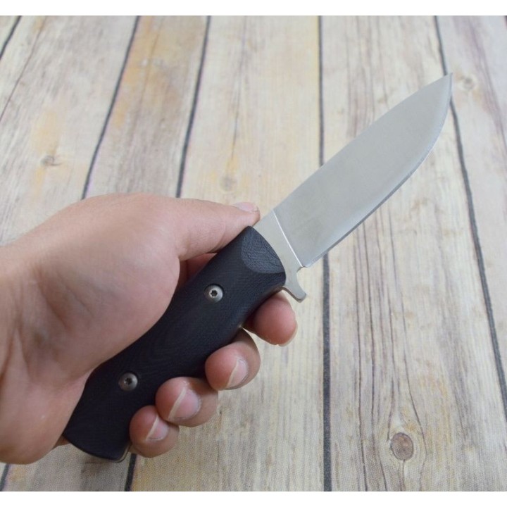 Couteau de Chasse Buschraft Hen & Rooster Manche G10 Lame Acier Inox Etui Cuir HR001 - Livraison Gratuite