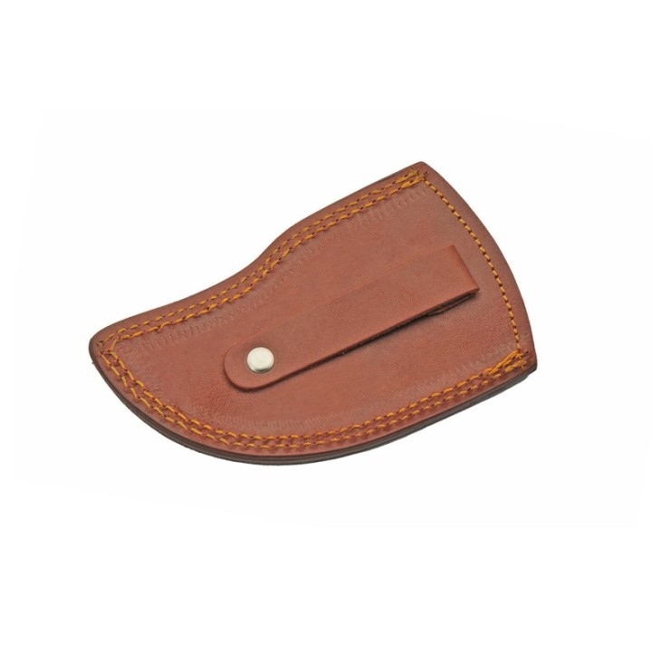 Couteau Skinner Damas Lame 256 Couches Manche Bois Blue Etui Cuir DM1333BL - Livraison Gratuite 