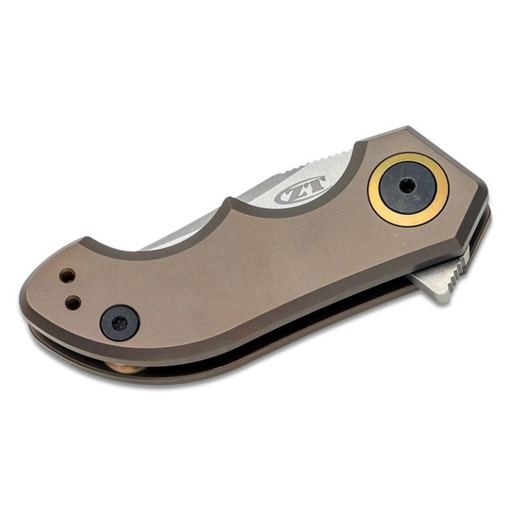 Couteau Zero Tolerance Small Galyean Bronze Manche Titane Lame Acier CPM-20CV IKBS Clip USA ZT0022TIBRZ - Livraison Gratuite