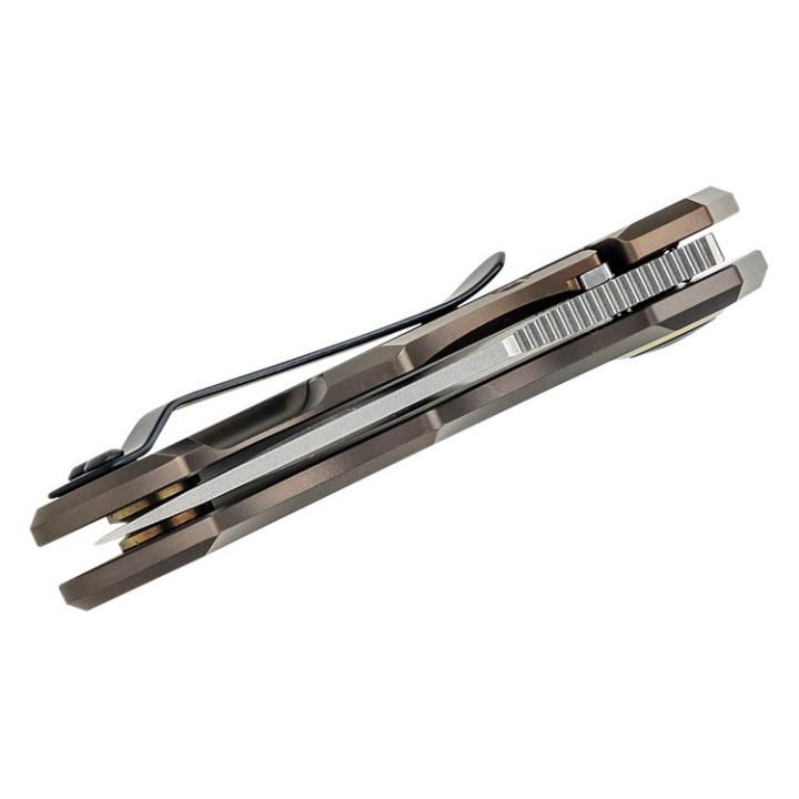 Couteau Zero Tolerance Small Galyean Bronze Manche Titane Lame Acier CPM-20CV IKBS Clip USA ZT0022TIBRZ - Livraison Gratuite