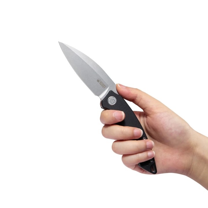Couteau Kubey Leaf Black Manche G10 Lame Acier AUS-10 IKBS Linerlock Clip KUB333A - Livraison Gratuite