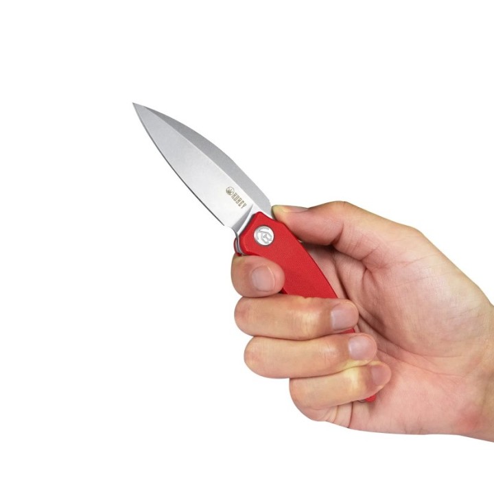 Couteau Kubey Leaf Red Manche G10 Lame Acier AUS-10 IKBS Linerlock Clip KUB333F - Livraison Gratuite