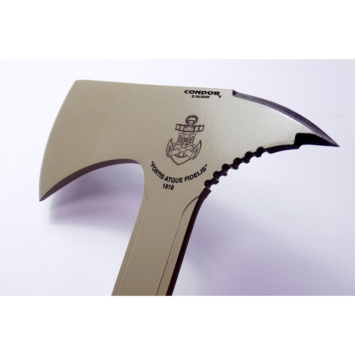 Hache Tomahawk Condor Fortis Fidelis Lame Acier Carbone 1075 Manche Micarta Etui Salvadore CTK181667HC - Livraison Gratuite