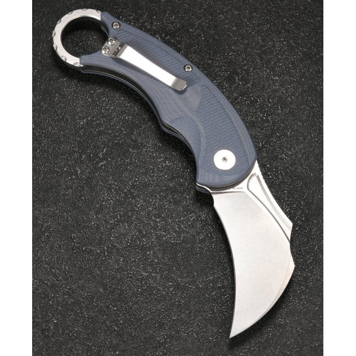 Couteau Karambit CMB Falcon Blue Lame Acier AUS-10 Manche G10 IKBS Linerlock Clip CMBC01S - Livraison Gratuite