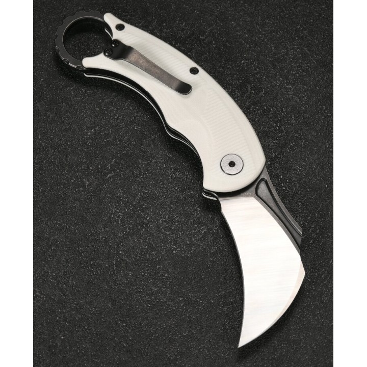 Couteau Karambit CMB Falcon White Lame Acier AUS-10 Manche G10 IKBS Linerlock Clip CMBC01W - Livraison Gratuite