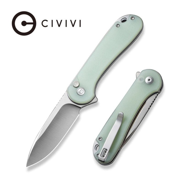 Couteau CIVIVI Elementum II Button Lock Jade Lame Acier Nitro-V Satin Manche G10 IKBS Clip CIVC18062P2 - Livraison Gratuite