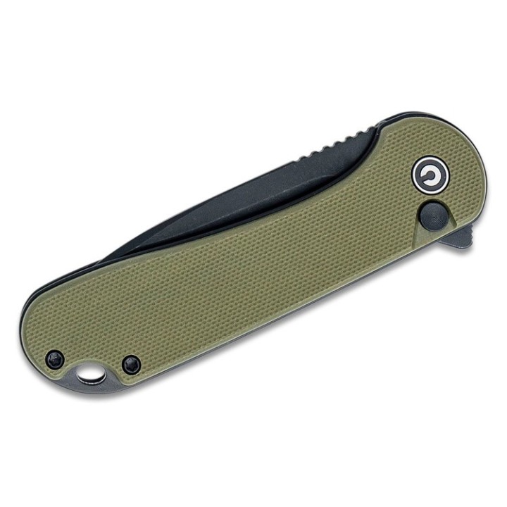 Couteau CIVIVI Elementum II Button Lock Green Lame Acier Nitro-V Black Manche G10 IKBS Clip CIVC18062P3 - Livraison Gratuite