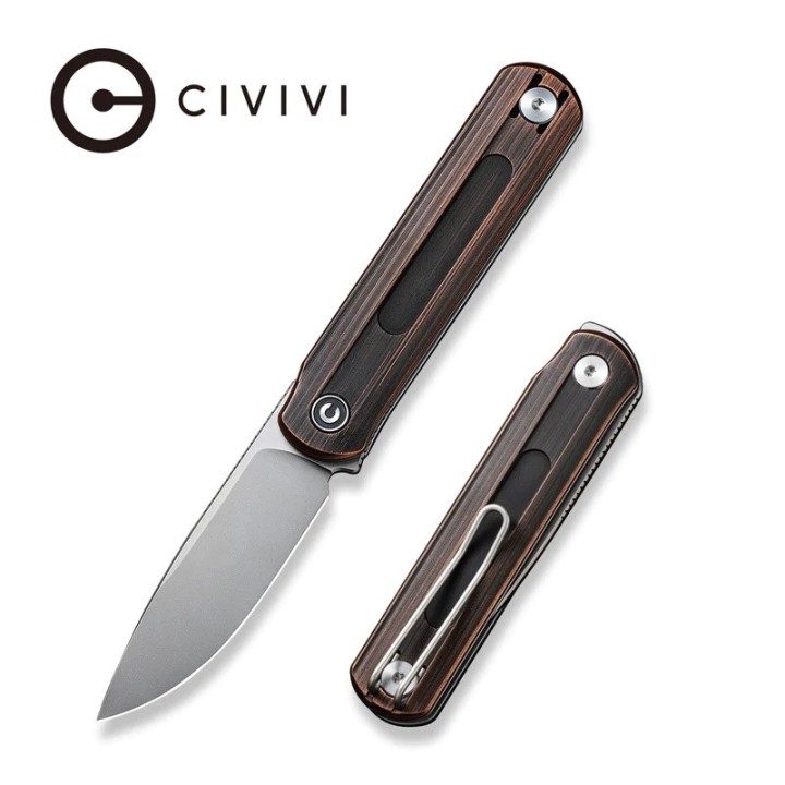 Couteau Civivi Foldis Slipjoint Copper Lame Acier Nitro-V Manche Cuivre IKBS Clip CIVC210441 - Livraison Gratuite 