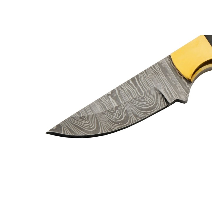 Couteau Skinner Damas Autumn Bone Lame Acier 256 Couches Manche Os Etui Cuir DM1340 - Livraison Gratuite