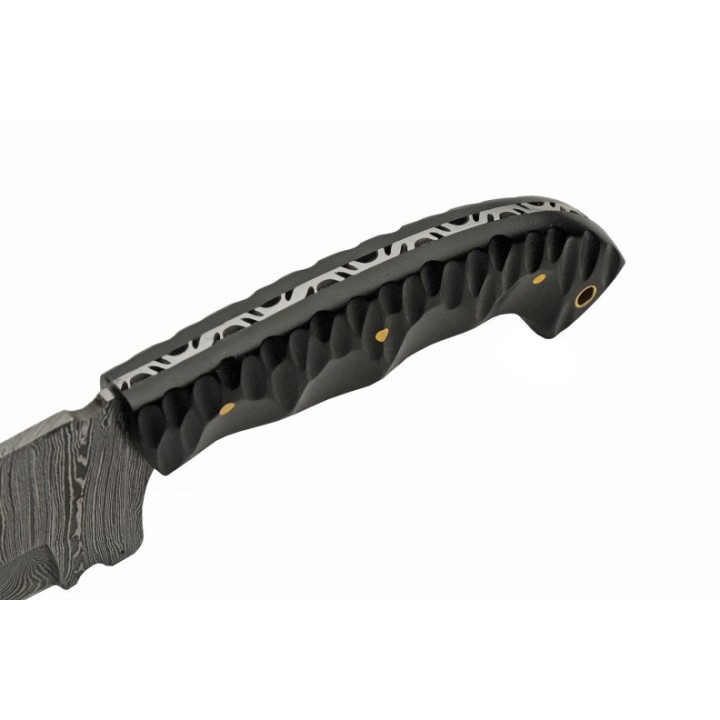 Couteau Couperet Damas Cleaver Lame 256 Couches Manche Micarta Etui Cuir DM1332 - Livraison Gratuite