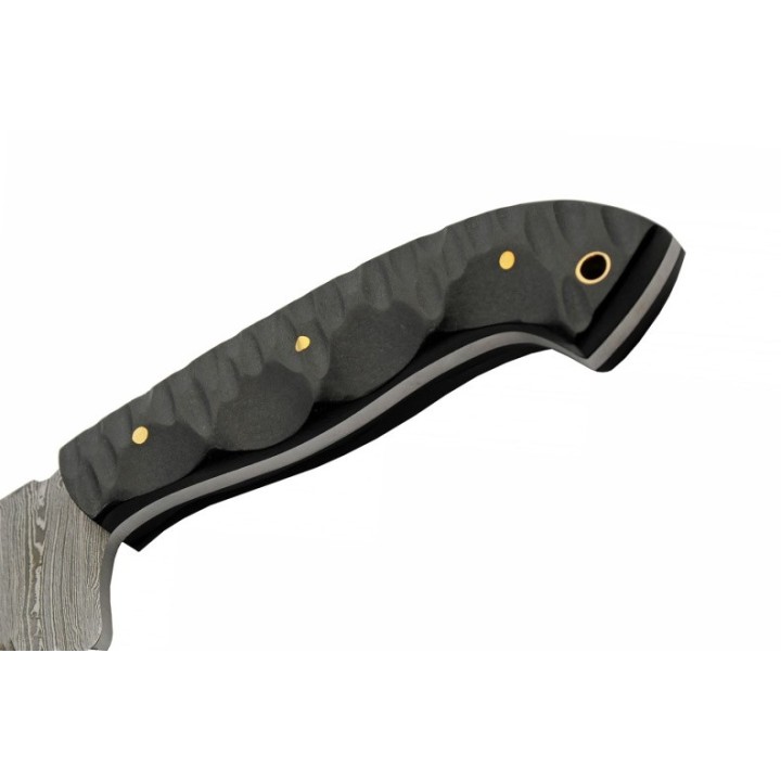 Couteau Couperet Damas Cleaver Lame 256 Couches Manche Micarta Etui Cuir DM1332 - Livraison Gratuite