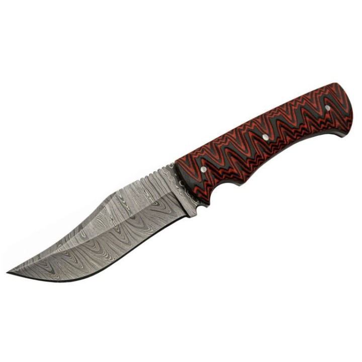 Couteau De Chasse Damas Magma Hunter Micarta Lame Acier Damas 256 Couches Etui Cuir DM1326 - Livraison Gratuite