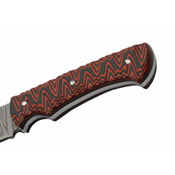 Couteau De Chasse Damas Magma Hunter Micarta Lame Acier Damas 256 Couches Etui Cuir DM1326 - Livraison Gratuite