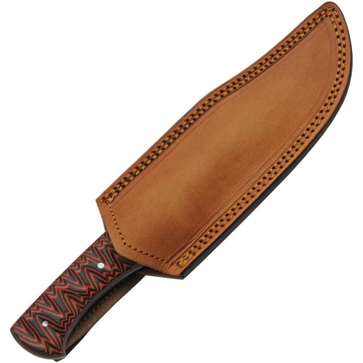 Couteau De Chasse Damas Magma Hunter Micarta Lame Acier Damas 256 Couches Etui Cuir DM1326 - Livraison Gratuite
