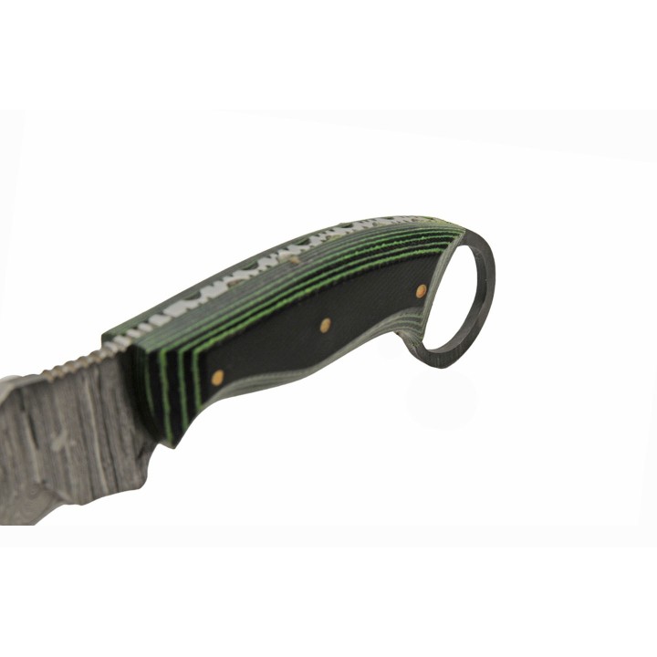 Couteau Damas Karambit Lame Acier 256 Couches Manche Micarta Etui Cuir DM1324 - Livraison Gratuite