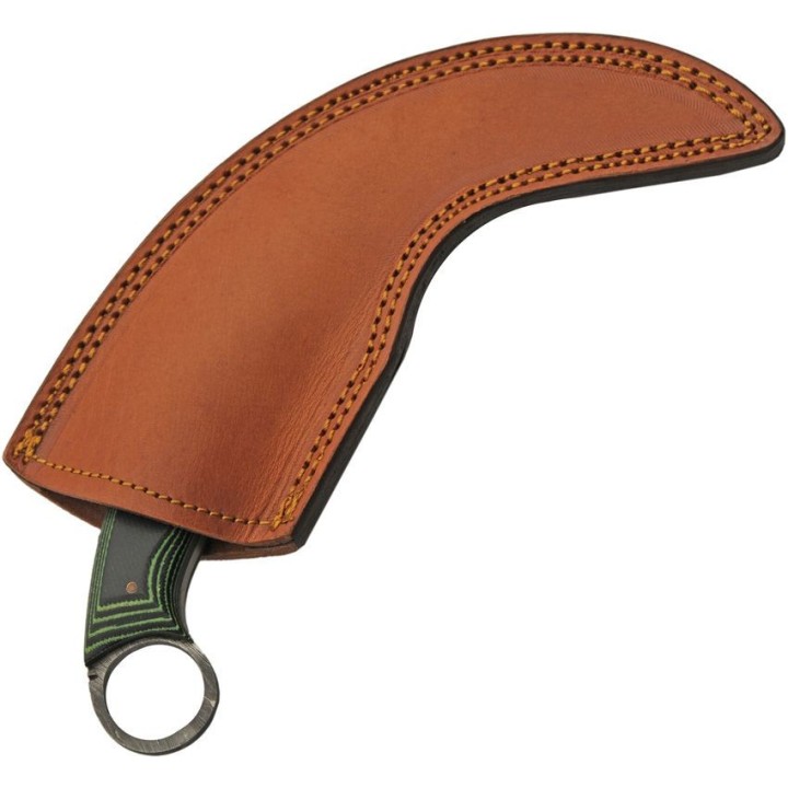 Couteau Damas Karambit Lame Acier 256 Couches Manche Micarta Etui Cuir DM1324 - Livraison Gratuite