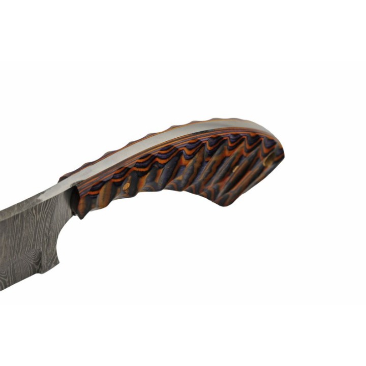 Couteau Damas Small Cleaver Lame Acier 256 Couches Manche Bois Etui Cuir DM1341 - Livraison Gratuite 