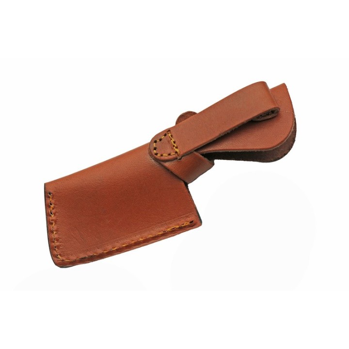 Couteau Damas Small Cleaver Lame Acier 256 Couches Manche Bois Etui Cuir DM1341 - Livraison Gratuite 