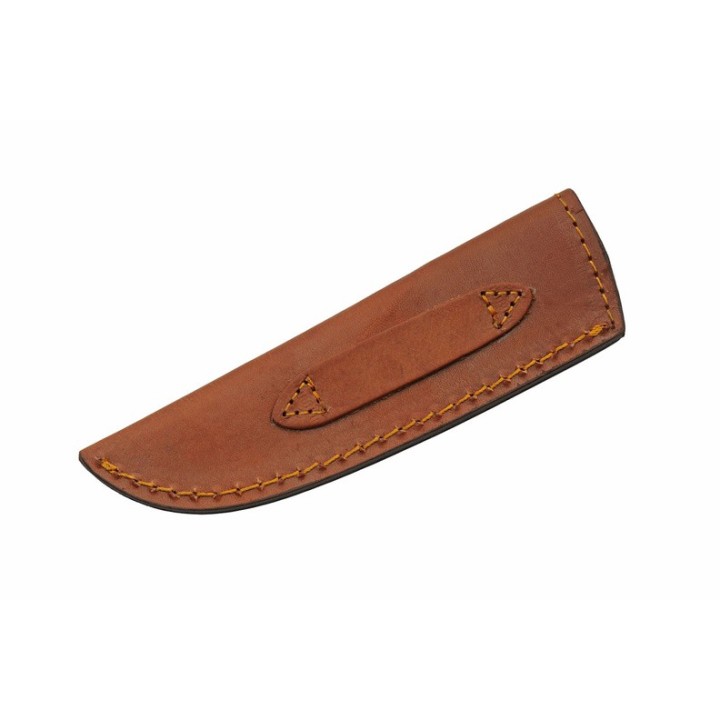 Couteau De Chasse Damas Lame 256 Couches Manche Os/Bois Etui Cuir DM1337 - Livraison Gratuite