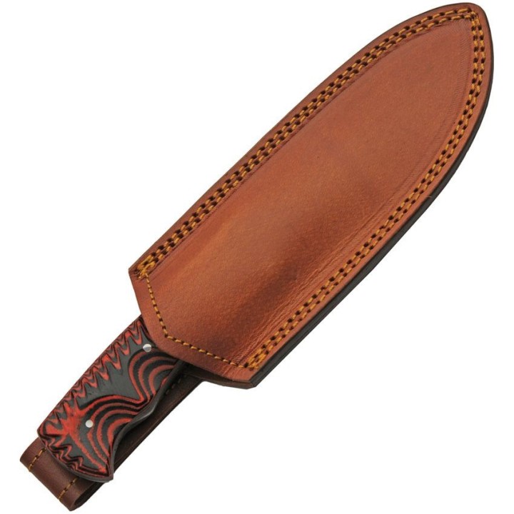 Couteau De Chasse Damas Magma Hunter Micarta Lame Acier Damas 256 Couches Etui Cuir DM1330 - Livraison Gratuite