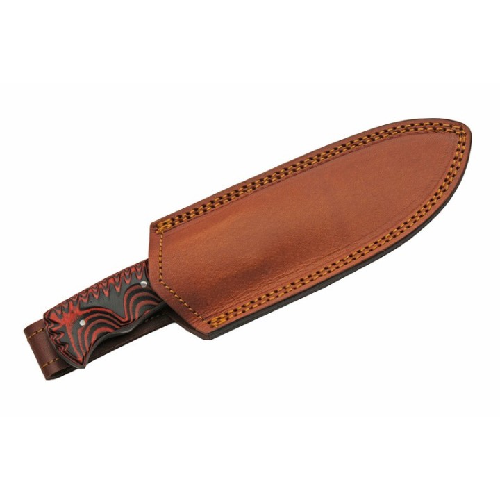 Couteau De Chasse Damas Magma Hunter Micarta Lame Acier Damas 256 Couches Etui Cuir DM1330 - Livraison Gratuite
