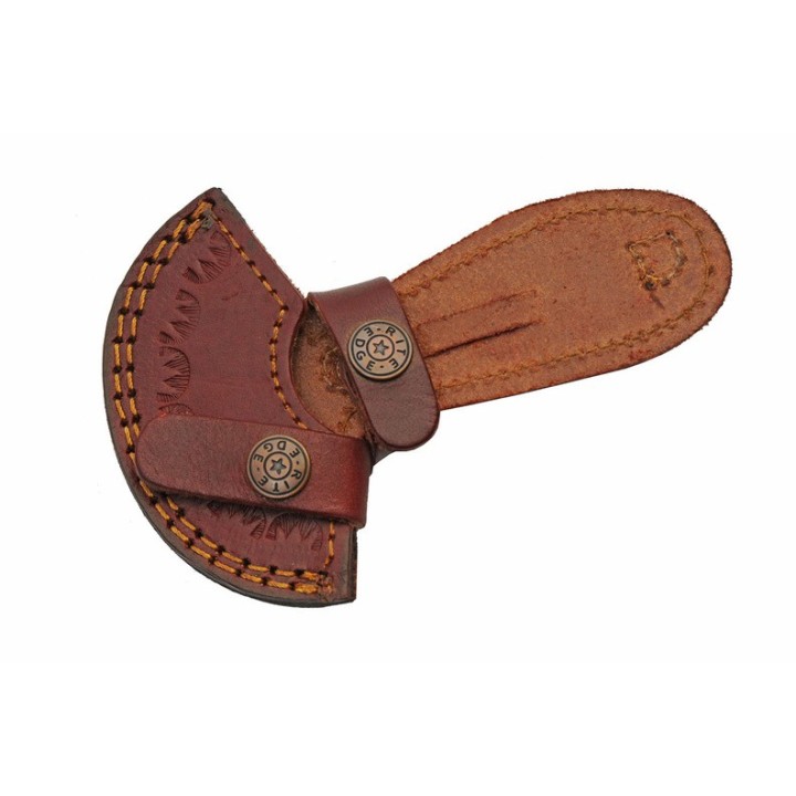 Couteau D'Esquimau Ulu Cutter Green Manche Bois & Corne Lame 256 Couches Etui Cuir DM1298GN - Livraison Gratuite