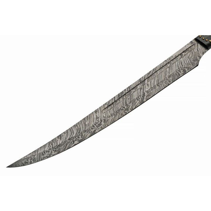 Sabre Epée Sword Damas Lame 256 Couches Manche Bois/Turquoise Etui Cuir DM5025 - Livraison Gratuite