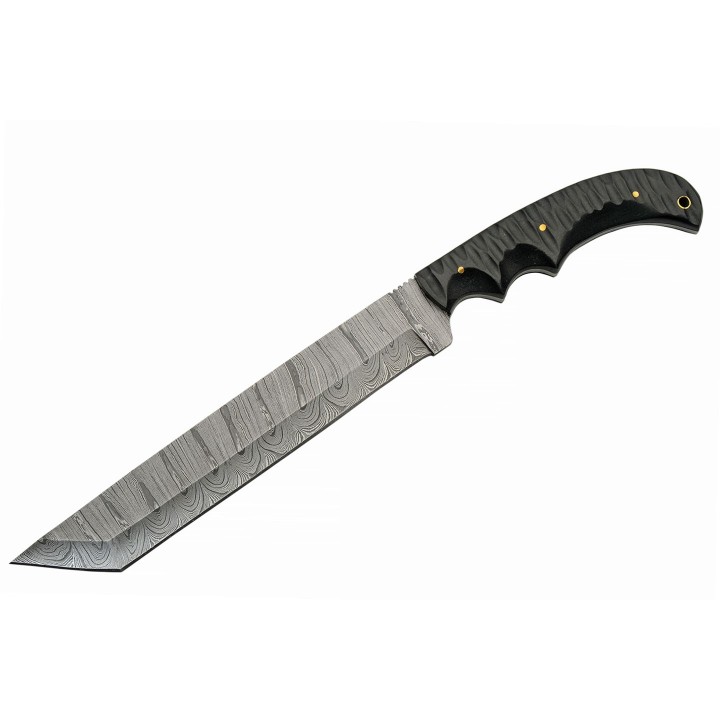 Couteau Machette Damas Great Slate Lame 256 Couches Manche Micarta Etui Cuir DM1323 - Livraison Gratuite