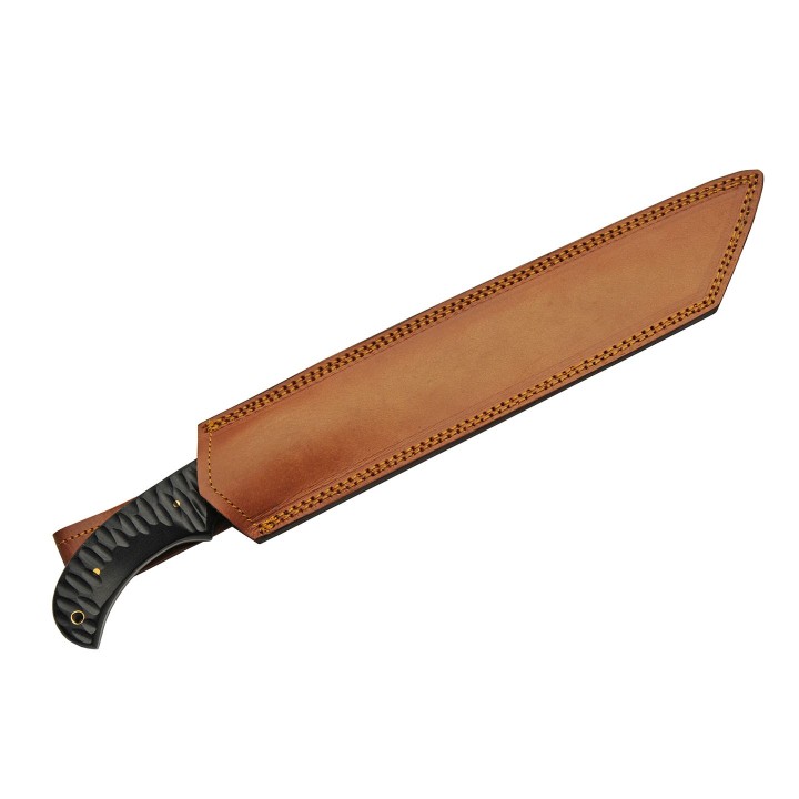 Couteau Machette Damas Great Slate Lame 256 Couches Manche Micarta Etui Cuir DM1323 - Livraison Gratuite