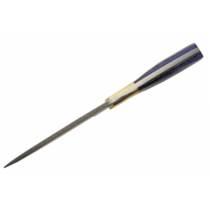 Couteau De Chasse Damas Opal Blue Hunter Lame Acier Damas 256 Couches Etui Cuir DM1312 - Livraison Gratuite