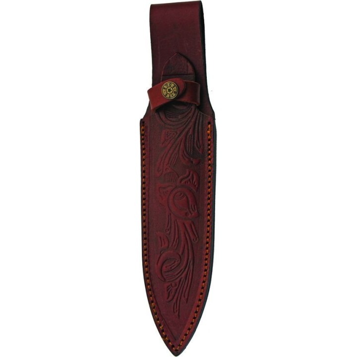 Couteau Damas Flint Lame Acier Damas 256 Couches Manche Os Etui Cuir DM1270 - Livraison Gratuite