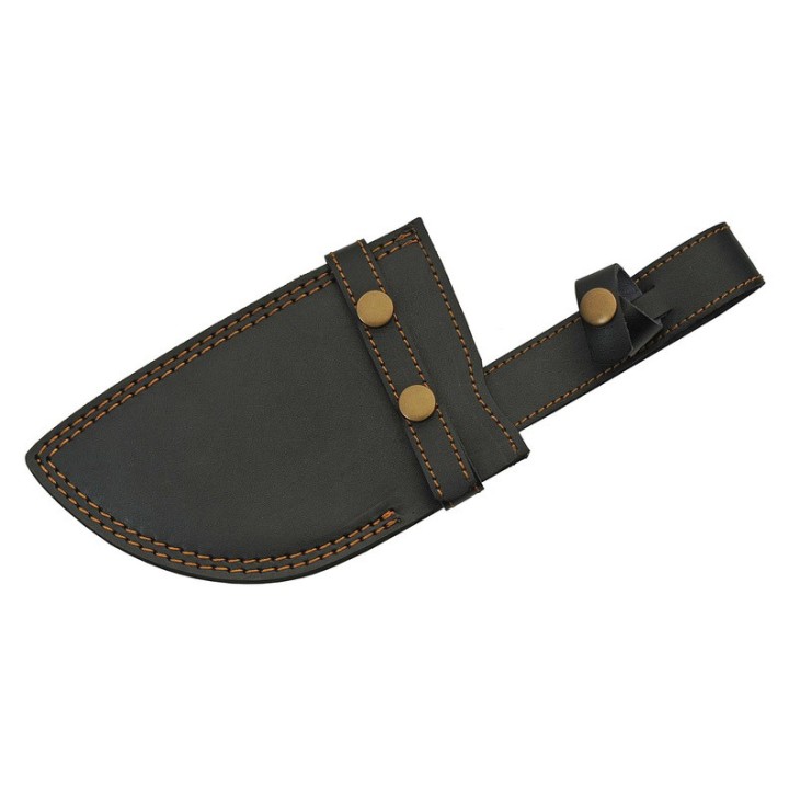 Couteau Couperet Butcher Chopper Damas Lame 256 Couches Manche Bois Etui Cuir DM1278 - Livraison Gratuite