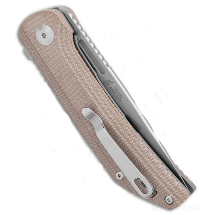 Couteau Beyond EDC Custos Tan Manche Micarta Lame Acier VG-10 Linerlock Clip WSC2106 - Livraison Gratuite
