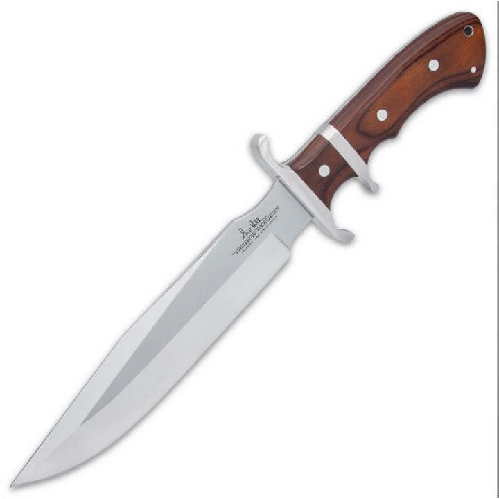 Couteau Hibben Sub-Hilt Fighter Lame Acier 5Cr15MoV Manche Bois Etui Cuir GH5111 - Livraison Gratuite 